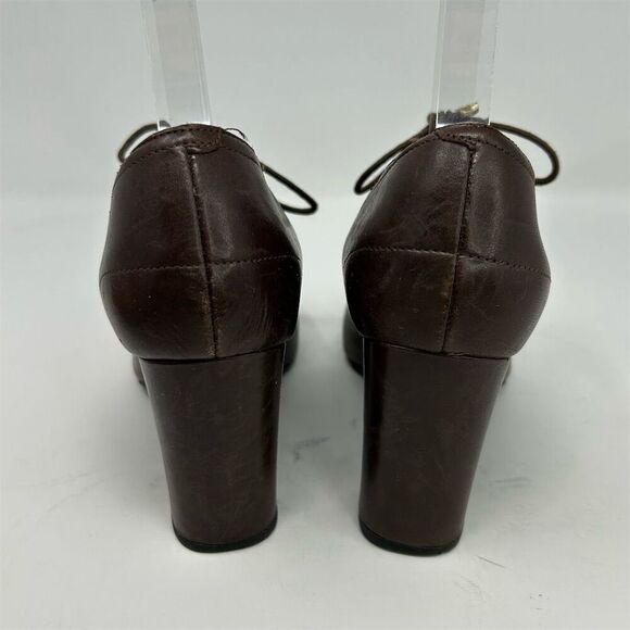 Clarks Indigo Women's Brown Leather Lace-Up Block Heel Shoes Size 7 Round Toe - Picture 7 of 12